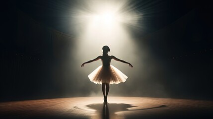 Canvas Print - silhouette ballerina doing ballet in stage