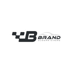 Wall Mural - Initial Letter B With Flag automotive Logo, Initial Letter Logo For Your Company Name, Alphabet Logo Template Ready For Use.