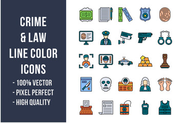 Wall Mural - Crime and Law Flat Icons