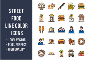 Wall Mural - Street Food Flat Icons