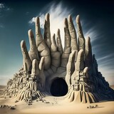 Fototapeta  - when you cant beat the multiplied fingers join them a surreal landscape made from human hands hyper details photograph 