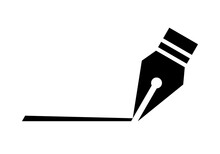 Black Fountain Pen Writing Line Icon Flat Vector Design