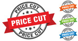Fototapeta  - price cut stamp. round band sign set. label
