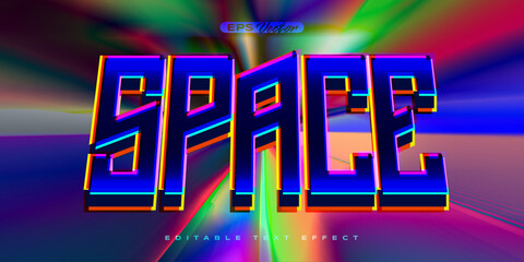 Wall Mural - Retro shiny Y2K editable text effect target space