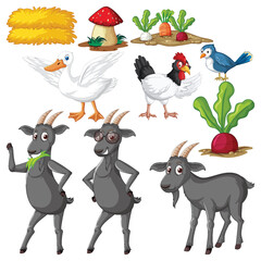 Wall Mural - farm objects and elements vector set