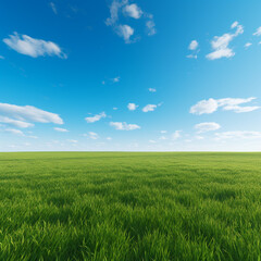 Wall Mural - Green grass and clear blue sky background