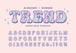 Vaporwave vintage 80s, 90s bold alphabet font and number. Nostalgic typographic. Groovy retro psychedelic typeface for poster, graphic print, design layout, merchandise, etc.