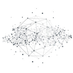Poster - Black and White Modern Minimal Style Polygonal Networks Structure, Digital Communications Concept Design, Network Connections, Transparent Geometric Wireframe - Creative Isolated Vector Illustration