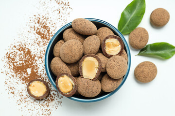 Sticker - Tasty and sweet food - almonds in chocolate