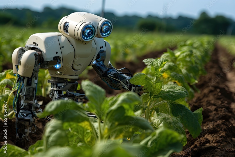 robot assistants in agriculture Technology concept . Smart robotic ...