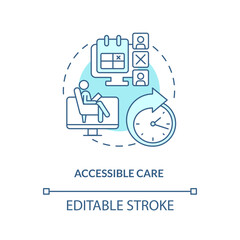 Sticker - 2D editable accessible care thin line blue icon concept, isolated vector, monochromatic illustration representing online therapy.