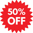 Sale red button with 50% off . 50% off icon . Sale and discount price sign . Discount up to 50 percent off sale vector