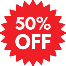 Sale red button with 50% off . 50% off icon . Sale and discount price sign . Discount up to 50 percent off sale vector
