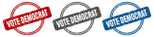 Vote Democrat Stamp. Vote Democrat Sign. Vote Democrat Label Set