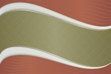 Poster - Abstract simple Background design. horizontal layout with combination brown and green pastel colors. transparency wave and circle pattern oranament like a japanese patterns. vector illustration cover