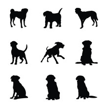 Large Collection Of Black Dog Silhouettes In Different Poses
