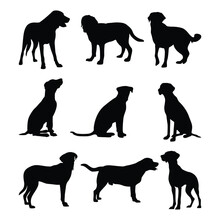 Large Collection Of Black Dog Silhouettes In Different Poses