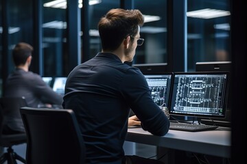 Leinwandbilder - A Smart Make IT programmer works on a desktop computer