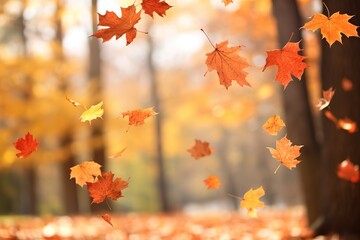Poster - Red and orange autumn leaves background.