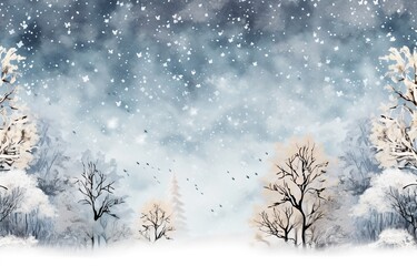 Wall Mural - winter landscape background, generative ai.