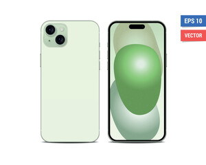Wall Mural - Realistic vector flat mock-up Apple iPhone 15 Plus with blank screen isolated on white background. Scale image any resolution