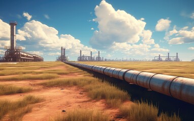 Industrial pipeline for transporting natural gas from gas wells background.