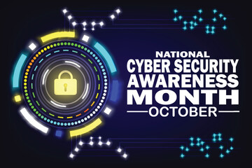 Vector illustration design concept of national cyber security awareness month observed on every October. Suitable for greeting card, poster and banner.