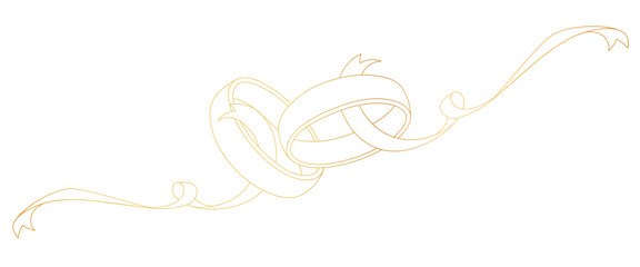 Wall Mural -  wedding ring golden line art style. invitation, valentine element