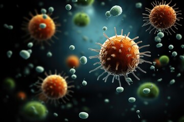 Poster - Germs on black background.