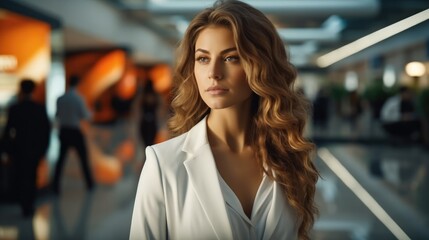 Aufkleber - Confident business woman good looking leader in office, Positive confident professional.