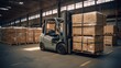 © Virtual Art Studio - Forklift truck in warehouse background.