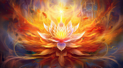 Wall Mural - Spiritual flow of energy Lotus - by generative ai