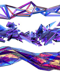 Poster - Set of abstract colorful structures, 3d render