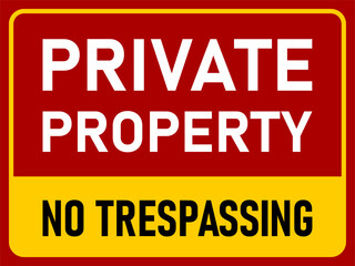 Sticker - Private Property No Trespassing Horizontal Warning Information Sign Icon. Vector Image.