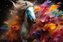 Fairy Horse And Color Burst Wallpaper