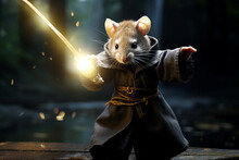 Generative ai collage photo of brave fighter warrior in mouse disguise have universe cosmic battle
