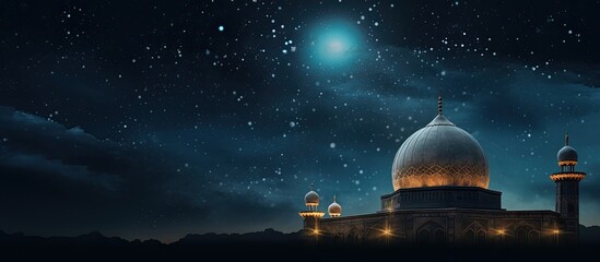 Wall Mural - Nighttime view of the starry sky above an ancient mosque s dome