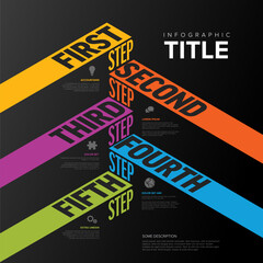 Poster - Infogrpahic stripes stairs steps dark diagram template