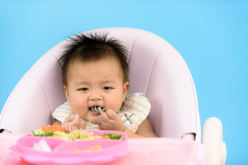 Baby girl eating