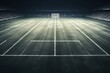 View of soccer field. Stadium with white lines demarcating the pitch. Perspective elements. Rugby field with marked lines. 3D illustration. Generative AI