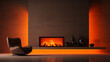 A stage fireplace for a fireside chat techie orange warm minimalist