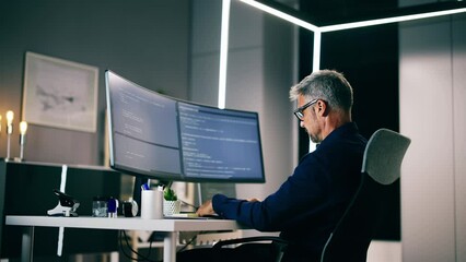 Coder Using Computer At Desk