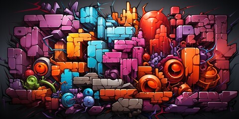 Canvas Print - Graffiti brick wall