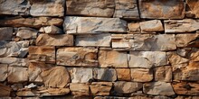Light Brown Rock Texture. Mountain Rough Surface. Close - Up. Stone Wall Background With Copy Space For Design