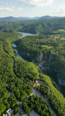 Canvas Print - Panoramic aerial view of Plitvice Lakes and Forest in summer season