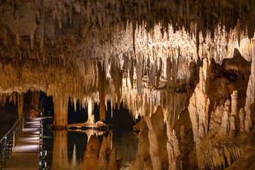 Wall Mural - Lake Cave interior with stalactites and stalacmites, South Western Australia