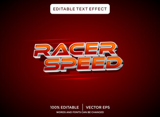 Wall Mural - racer speed 3D text effect template	