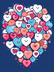 Poster - heart shaped balloons vector print design