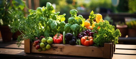 Portable vegetable garden for balconies or terraces with labels box garden and city vegetable garden