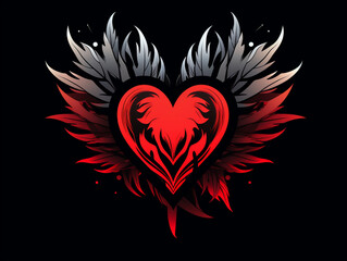 Poster - heart with wings vector t shirt design for print design